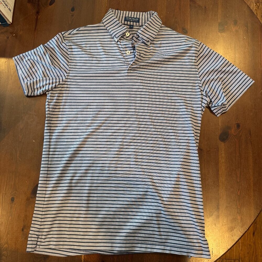 Peter Millar Mens Small Polo Shirt Crown Crafted Golf Striped Performance - Picture 1 of 8